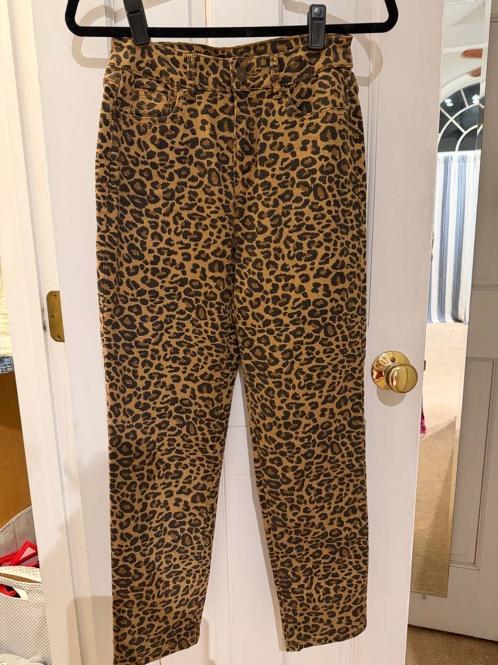 Time and Tru Leopard Print Straight Pants - Brown & Black
